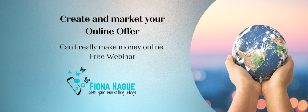 Create and Market your online offer - webinar Create and market your online offer header image. Free Webinar. Picture of the world held in extended hands